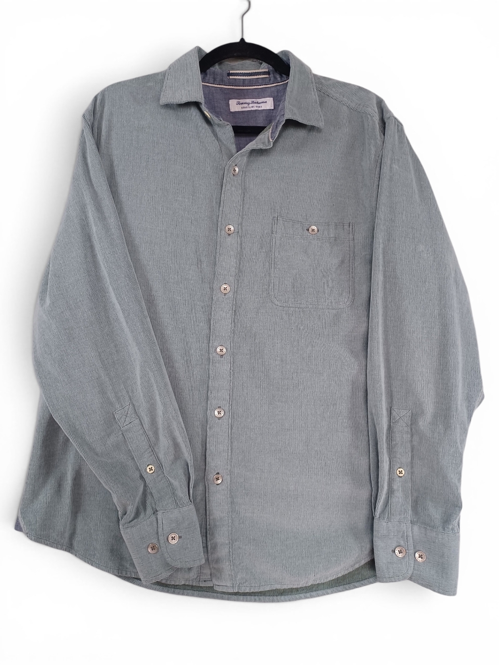 Tommy Bahama Corduroy Button Up Shirt Med Cotton Green Coastal Resort Coastline - Picture 3 of 15